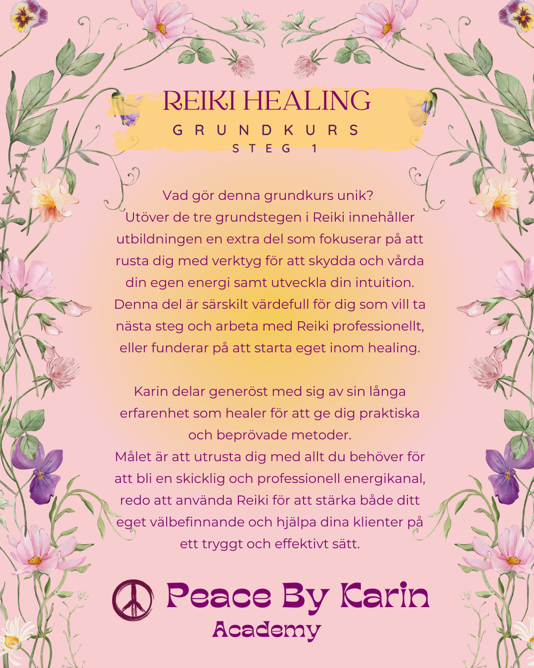 REIKI Healing Grundkurs-Steg I đȘ· 25-26 oktober 2025