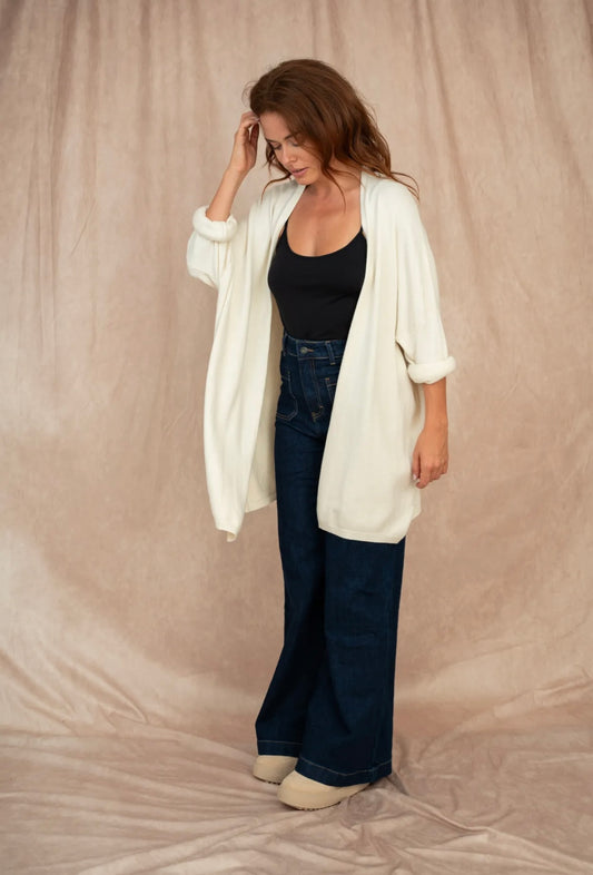 Kofta oversized lång - Off White