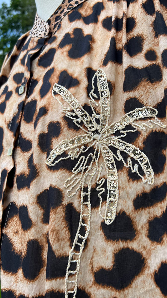 Kortärmad blus Leo Palm 🔴 50% rabatt