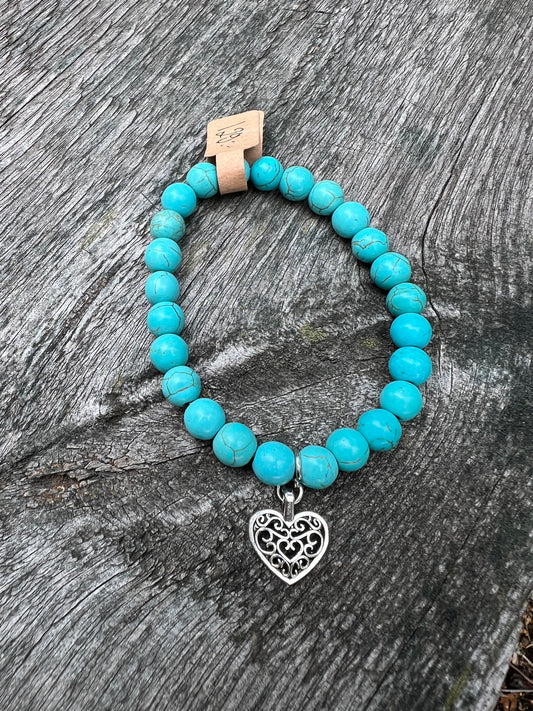 Turkos Howlit - Heart 💜 - armband 8 mm
