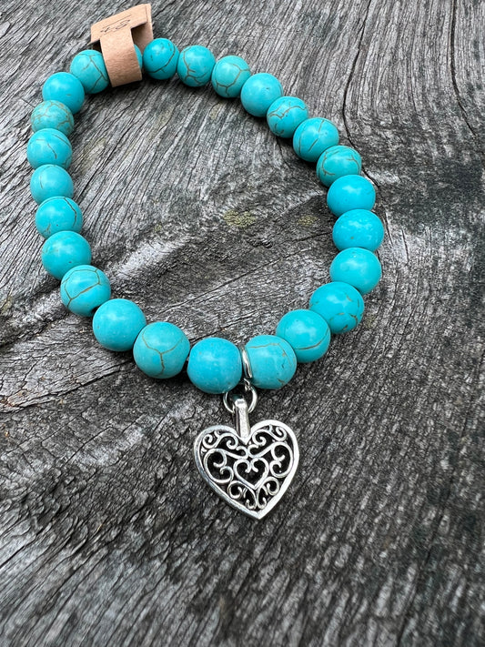 Turkos Howlit - Heart 💜 - armband 8 mm