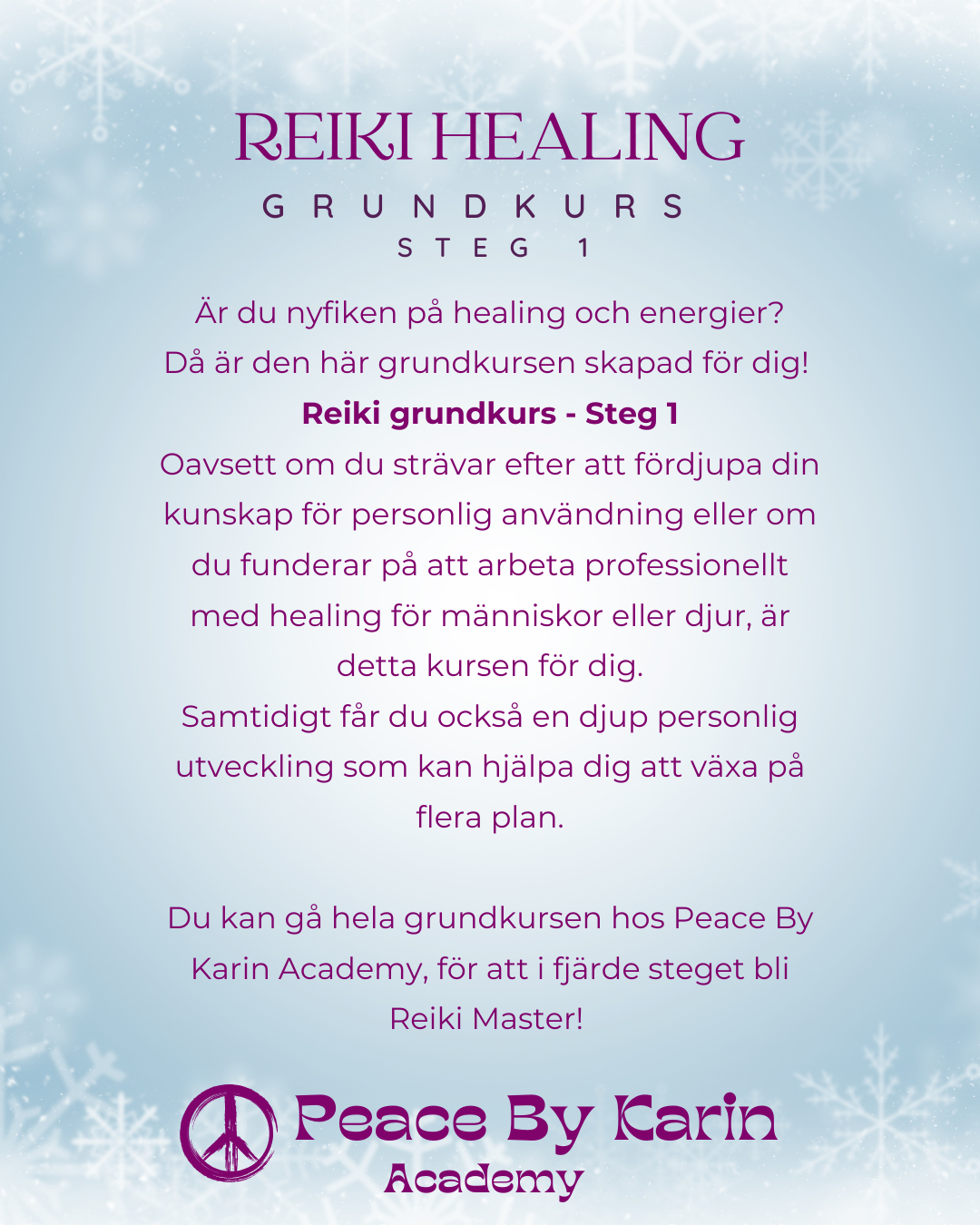 REIKI Healing Grundkurs-Steg I đȘ· 29-30 november 2025