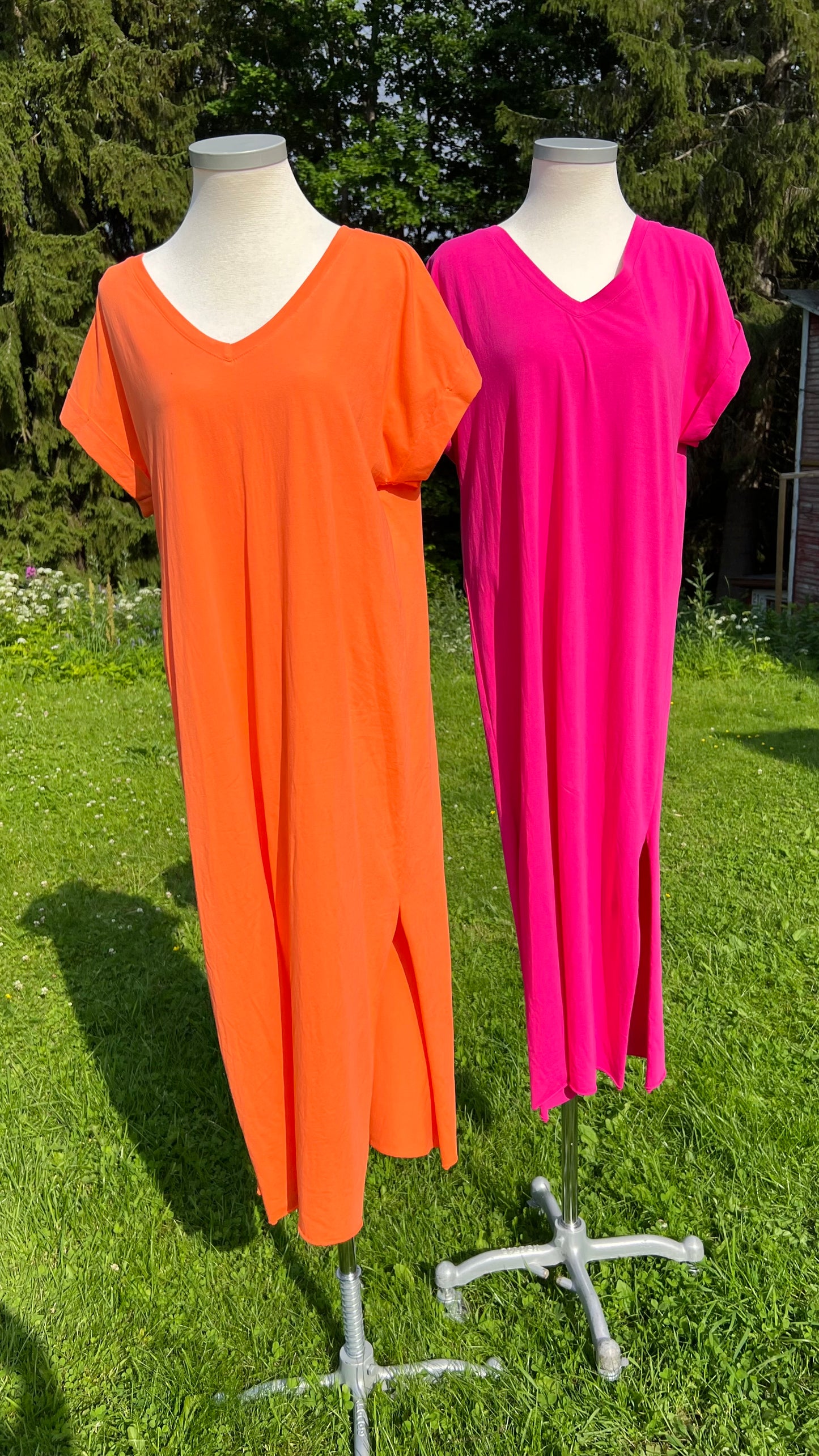 T-Shirt klänning-Fuschia