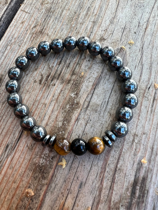 Shungit, Tigeröga och Svart Agat armband