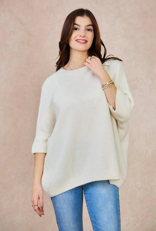Tröja alpacka ullblandning- Offwhite