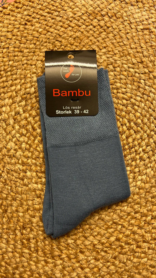 Bambustrumpor med lös resår stl 39-42 Blå