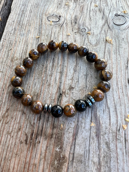 Tigeröga, Shungit, svart Agat armband