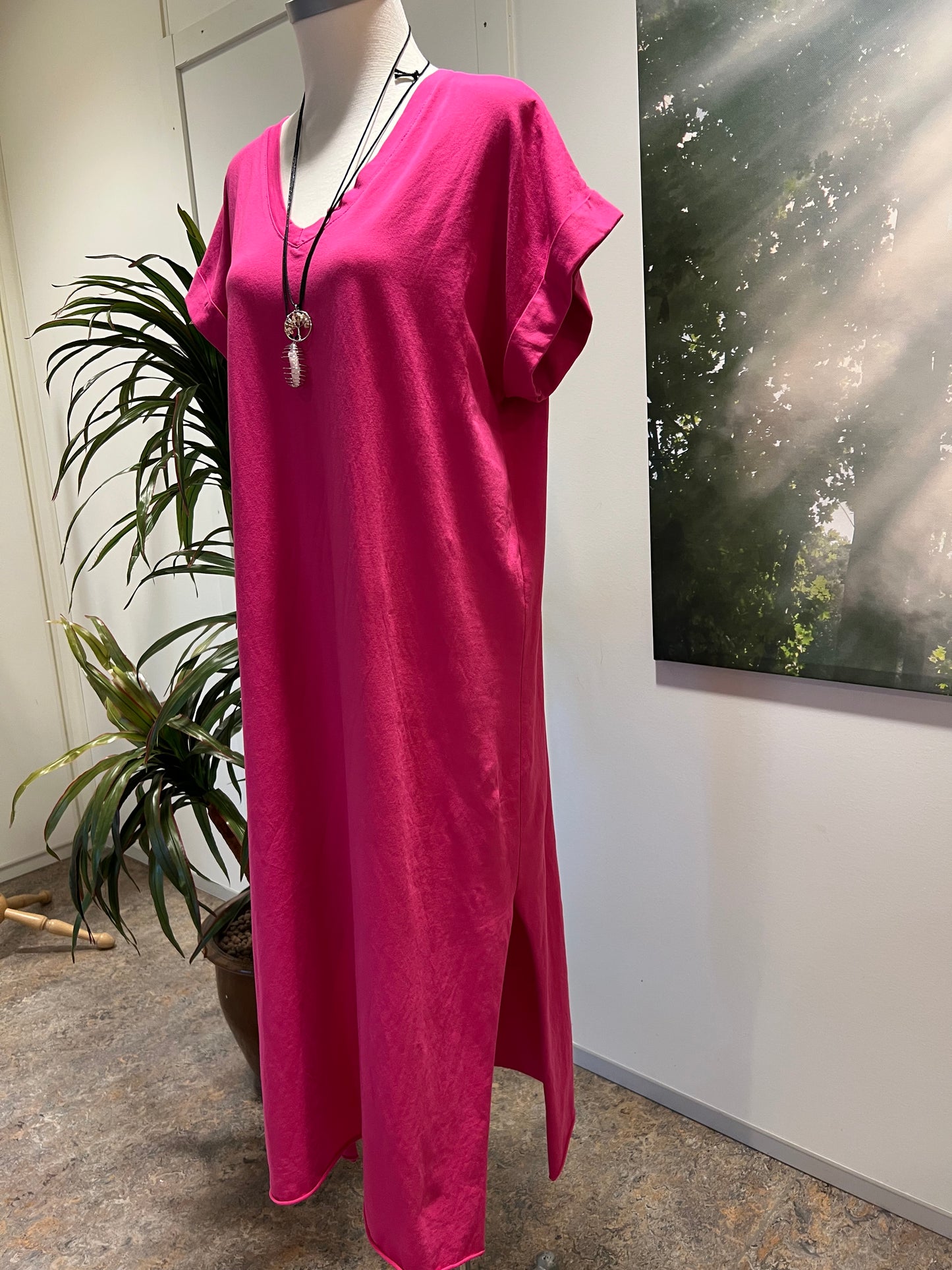 T-Shirt klänning-Fuschia