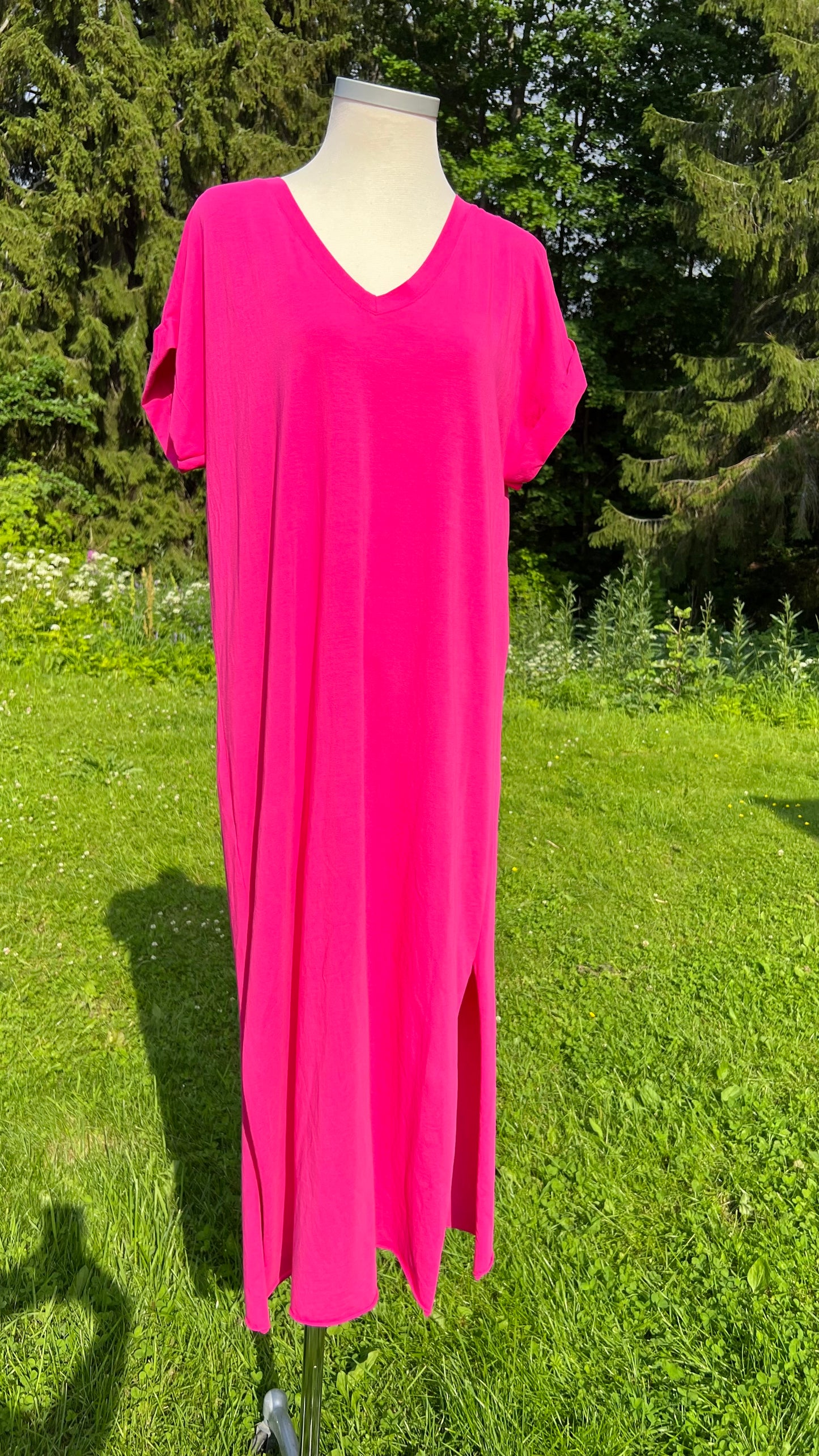 T-Shirt klänning-Fuschia