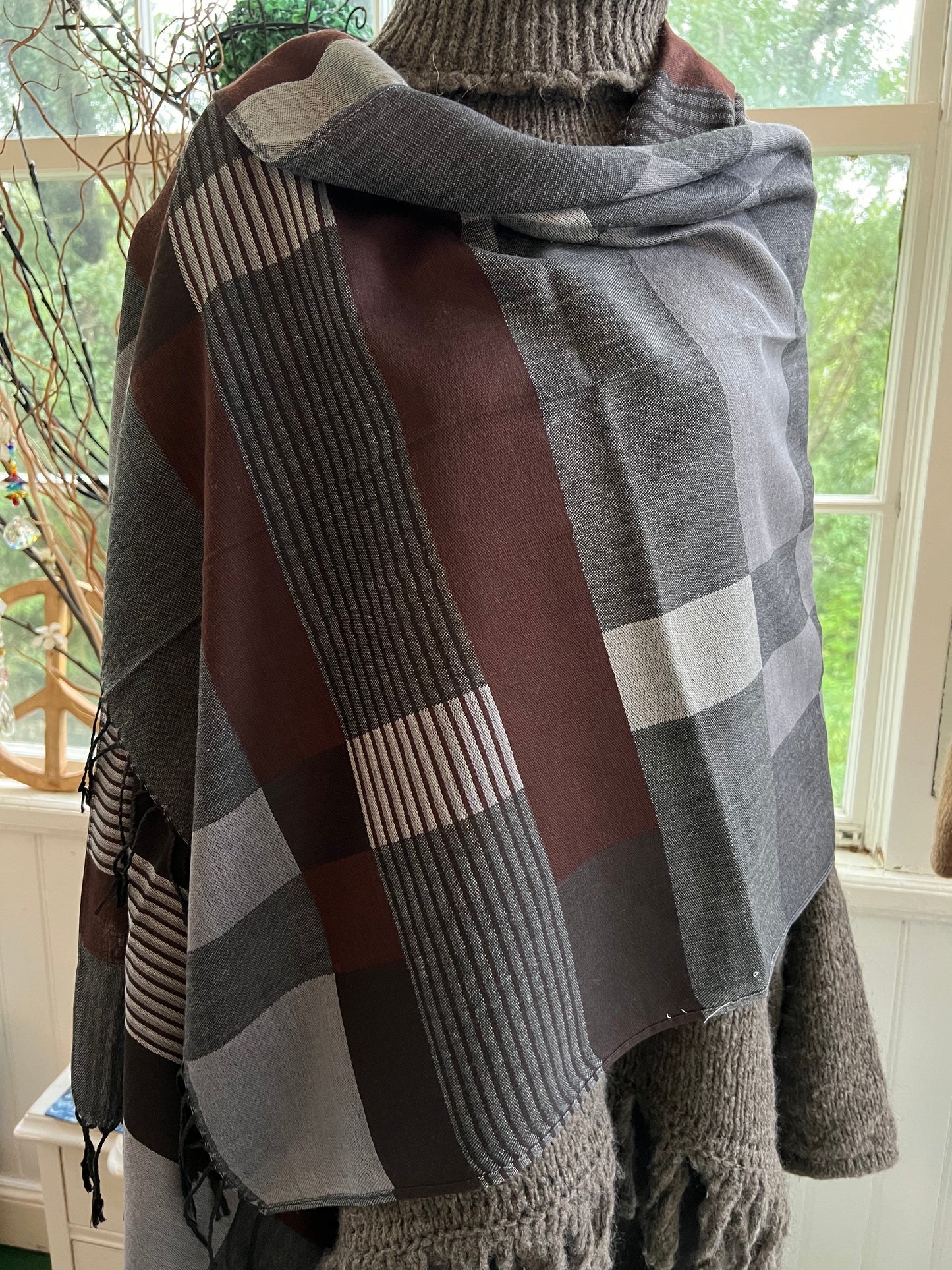 Pashmina sjal - GrĂ„, đ50% rabatt kampanjpris