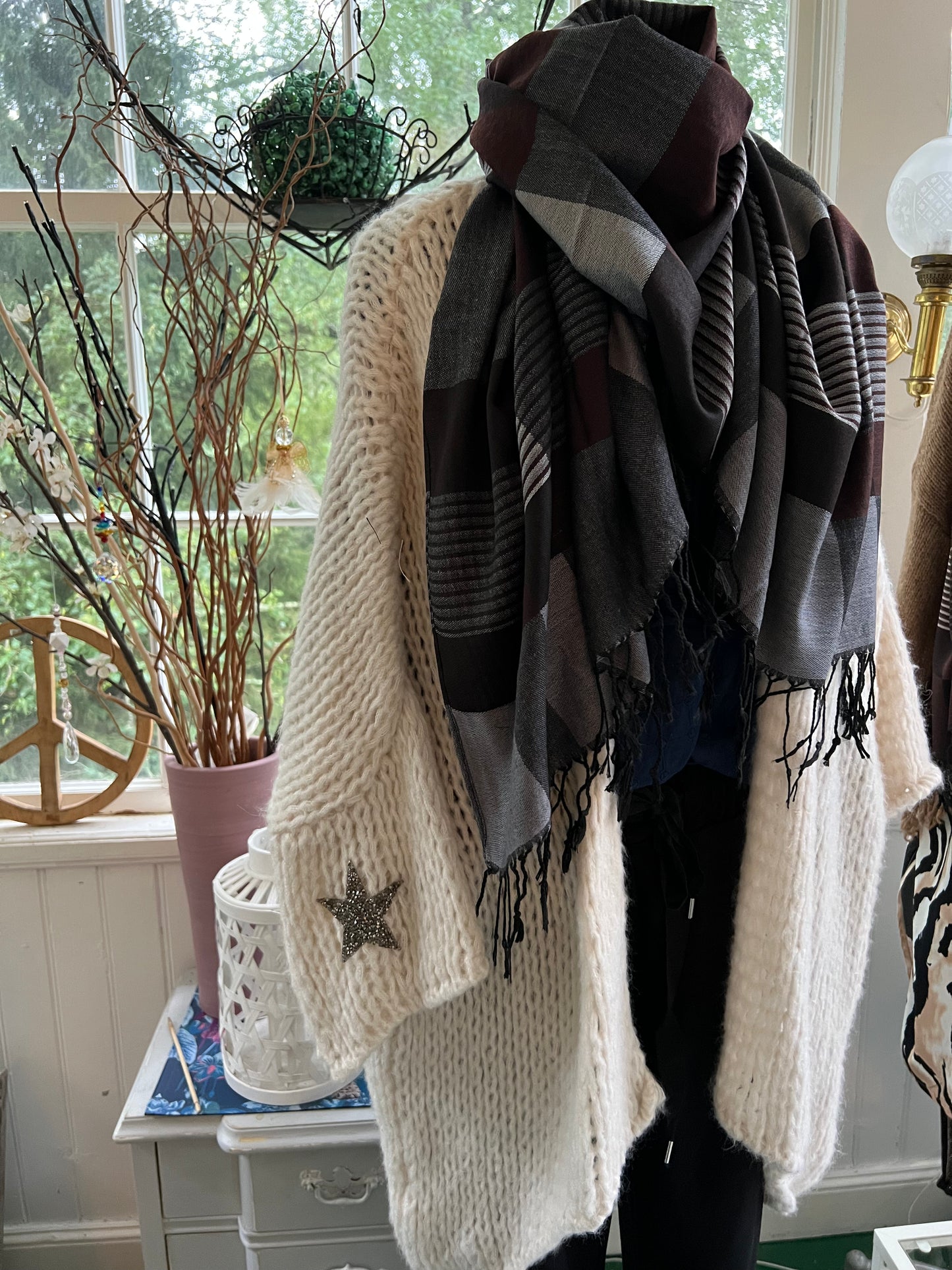 Pashmina sjal - GrĂ„, đ50% rabatt kampanjpris