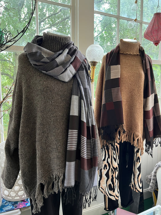 Pashmina sjal - Grå, 🎈50% rabatt kampanjpris