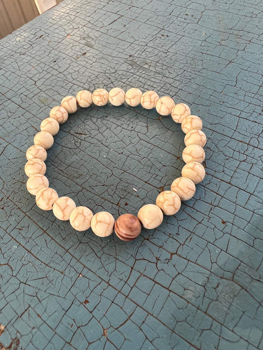 Howlit Naturfärgad / Brun Jaspis - armband