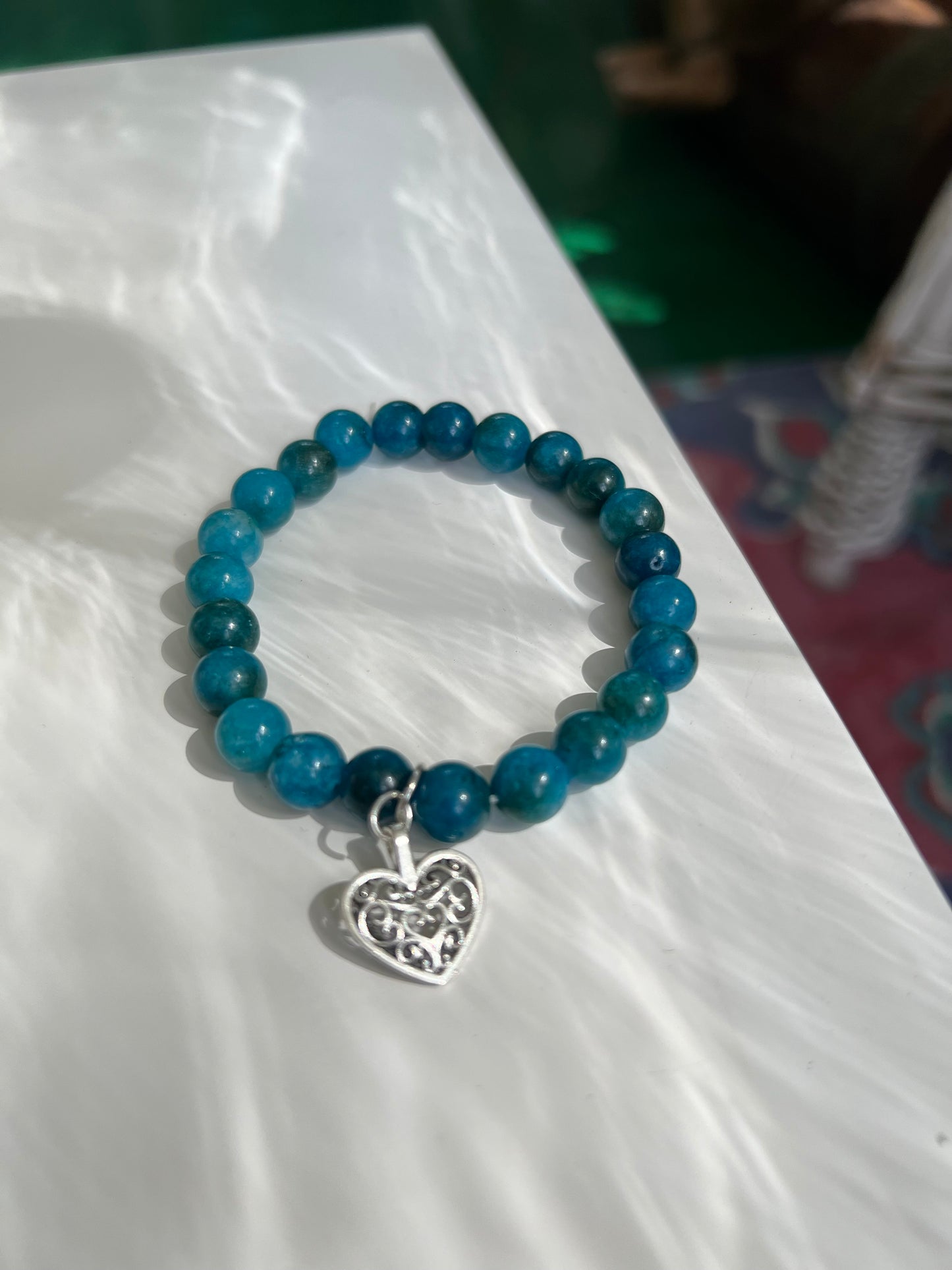 Blå Apatit - Heart ♥️ - Armband
