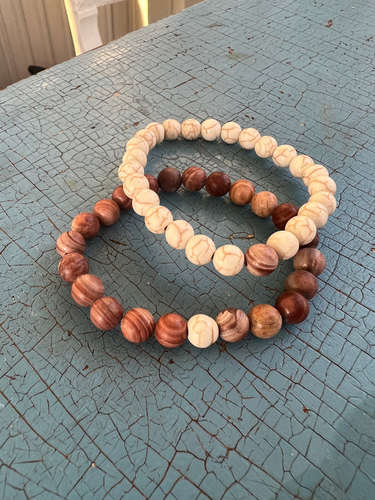 Howlit Naturfärgad / Brun Jaspis - armband