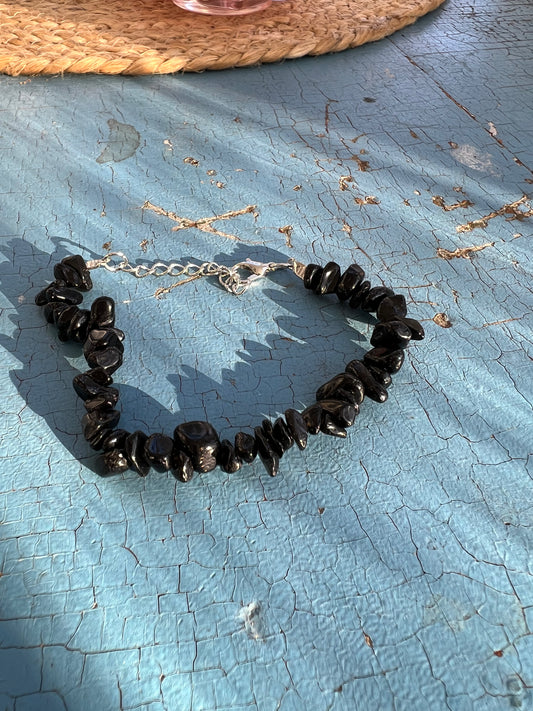 Svart Agat chipstone armband