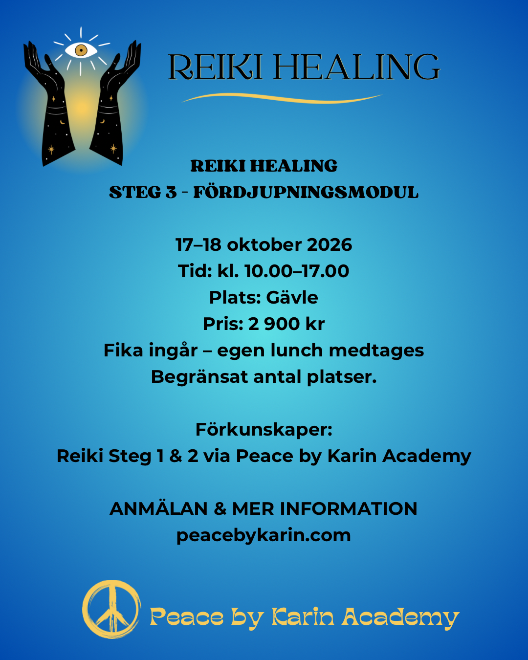 REIKI Healing Grundkurs Steg 3 🪬 17-18 okt 2026