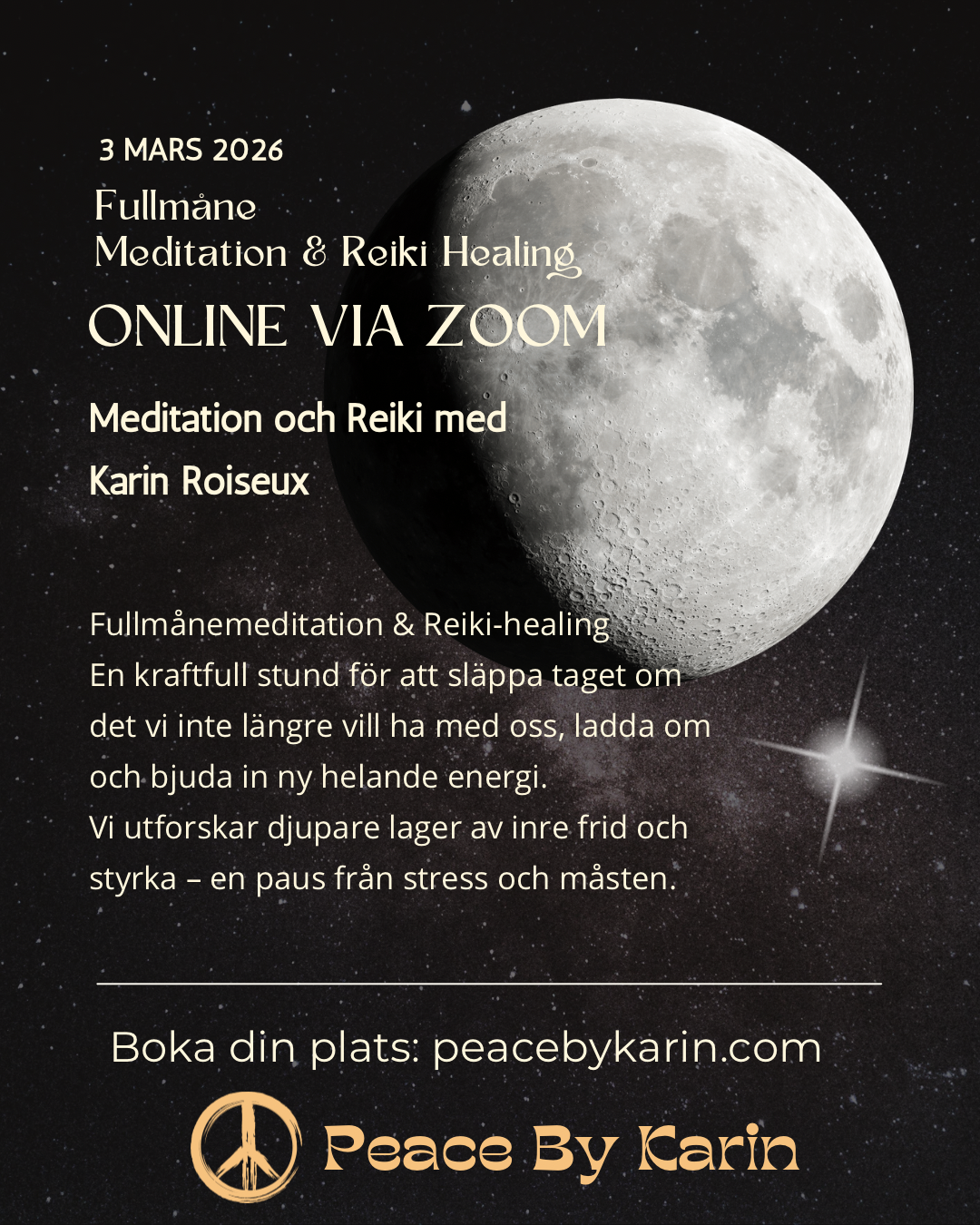 Fullmånemeditation & Reiki Healing med Karin Roiseux