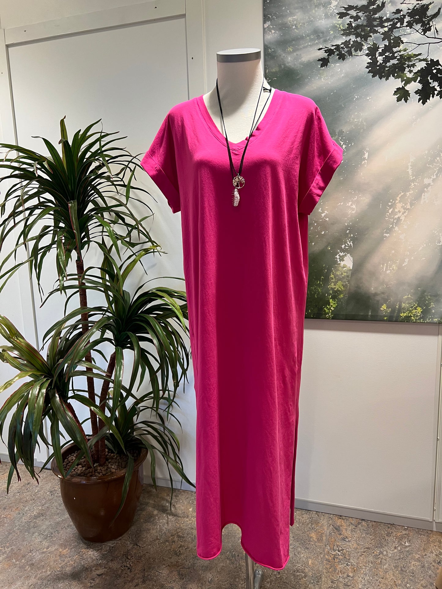 T-Shirt klänning-Fuschia