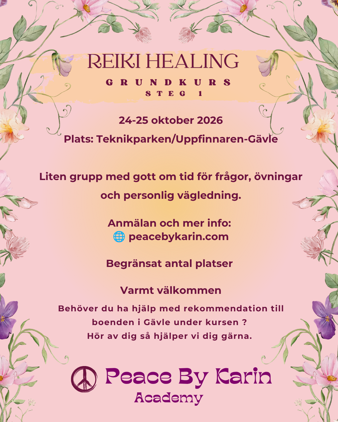REIKI Healing Grundkurs-Steg I 🪷 24-25 oktober 2026