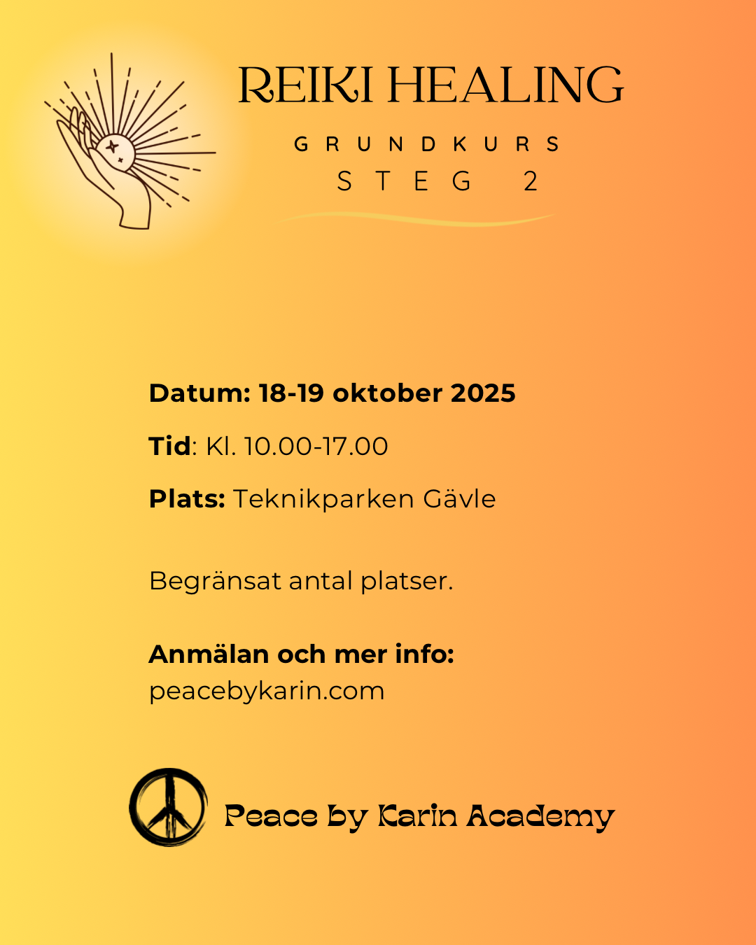 REIKI Grundkurs Steg 2 🗓️ 18-19 oktober 2025