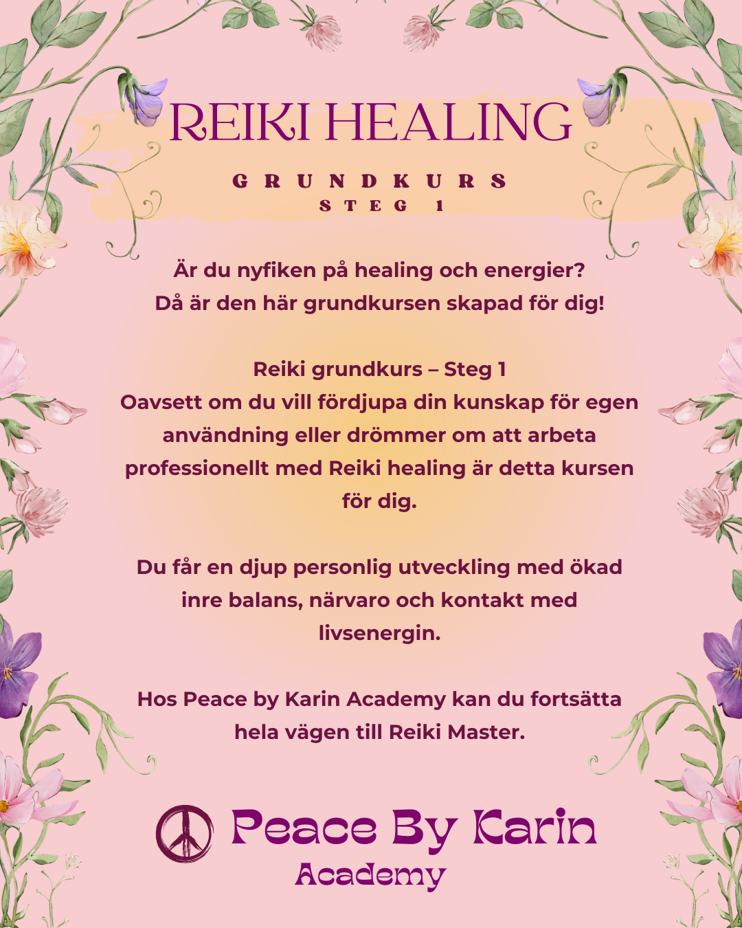 REIKI Healing Grundkurs-Steg I 🪷 24-25 oktober 2026