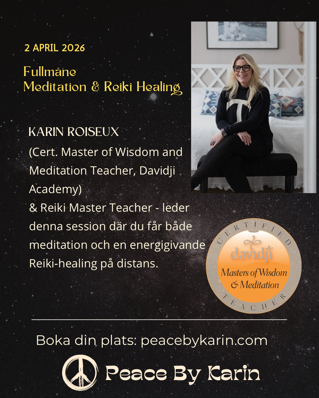 Fullmånemeditation & Reiki Healing med Karin Roiseux 🧚🏻 2 April 2026